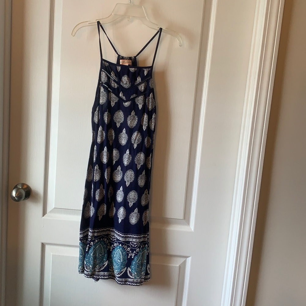 Navy and white printed dress